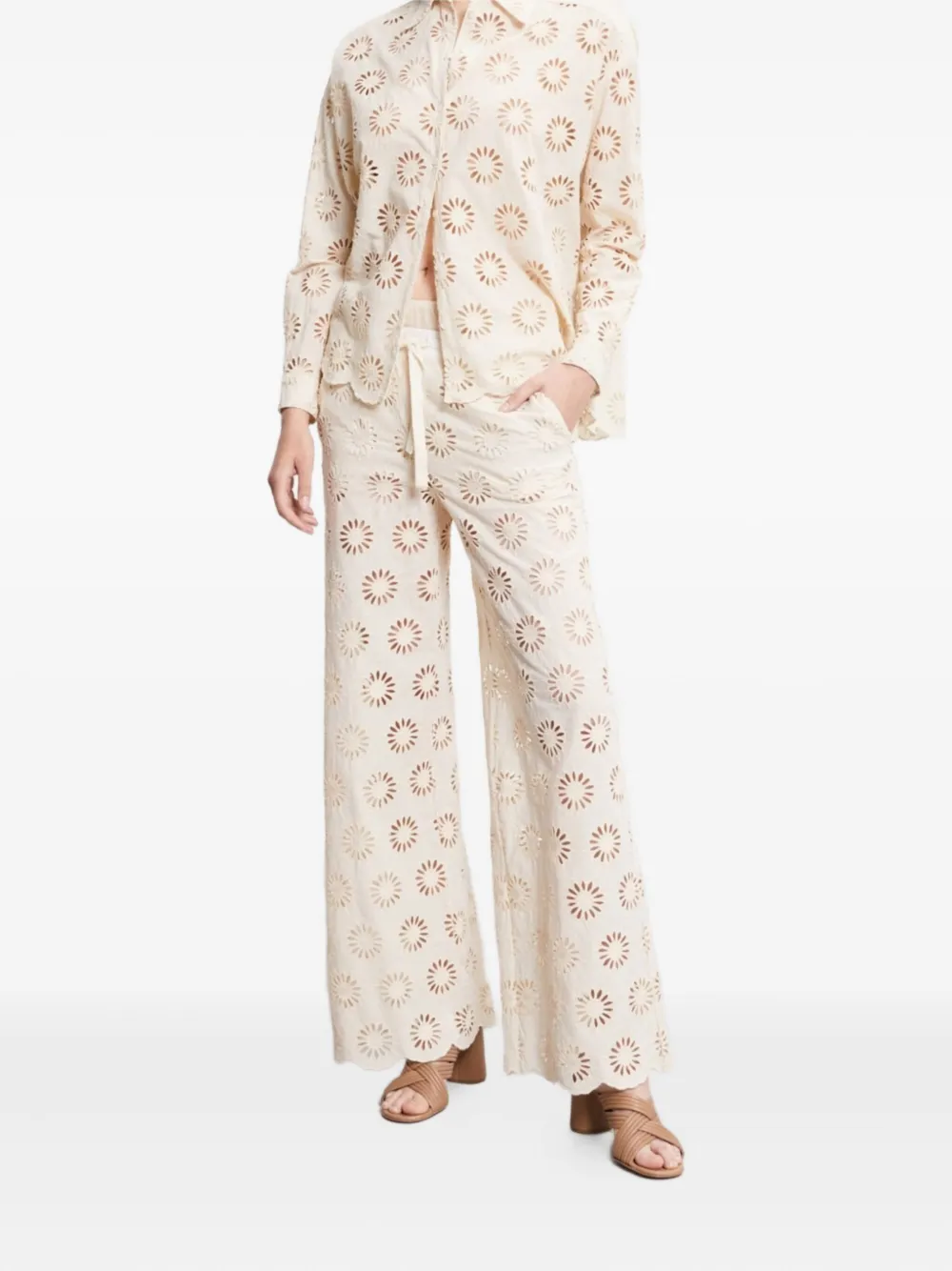 Ottod'Ame flower-cut wide-leg trousers - Beige