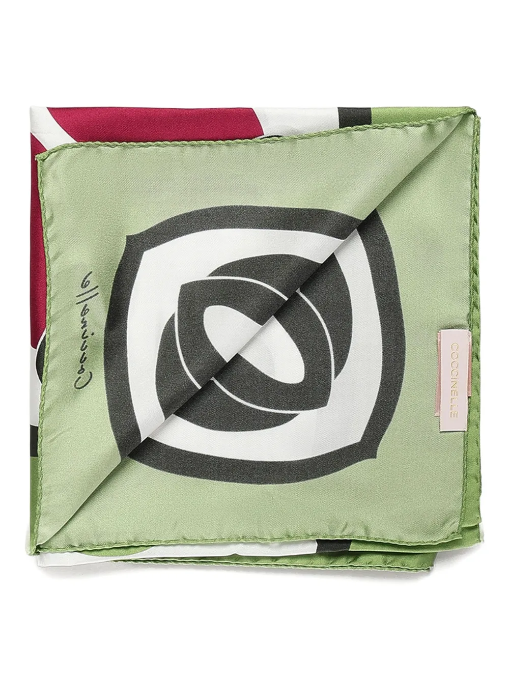 Coccinelle Azulejos silk scarf Groen