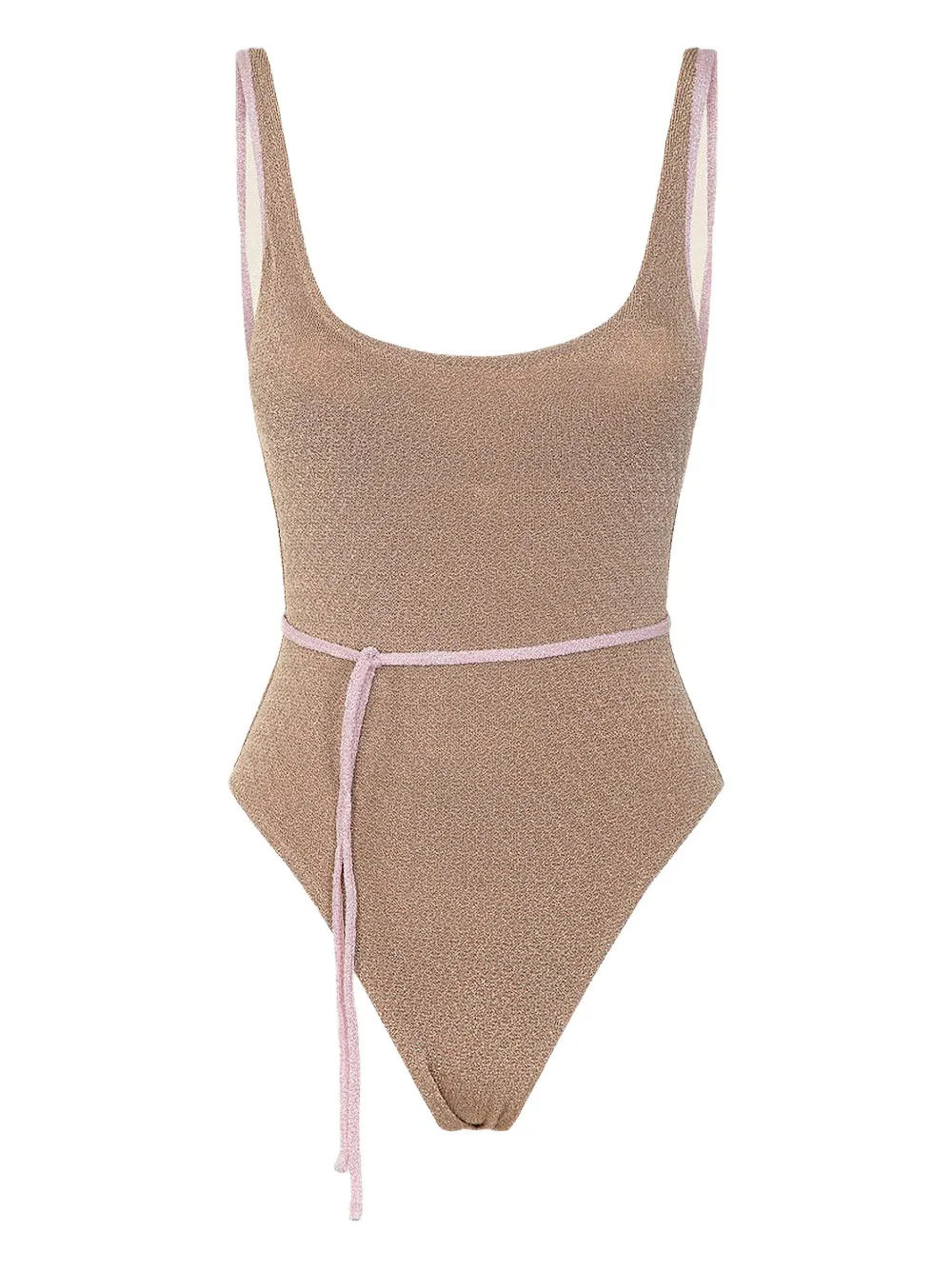 F**k woman Badpak met glitters en ceintuur Beige