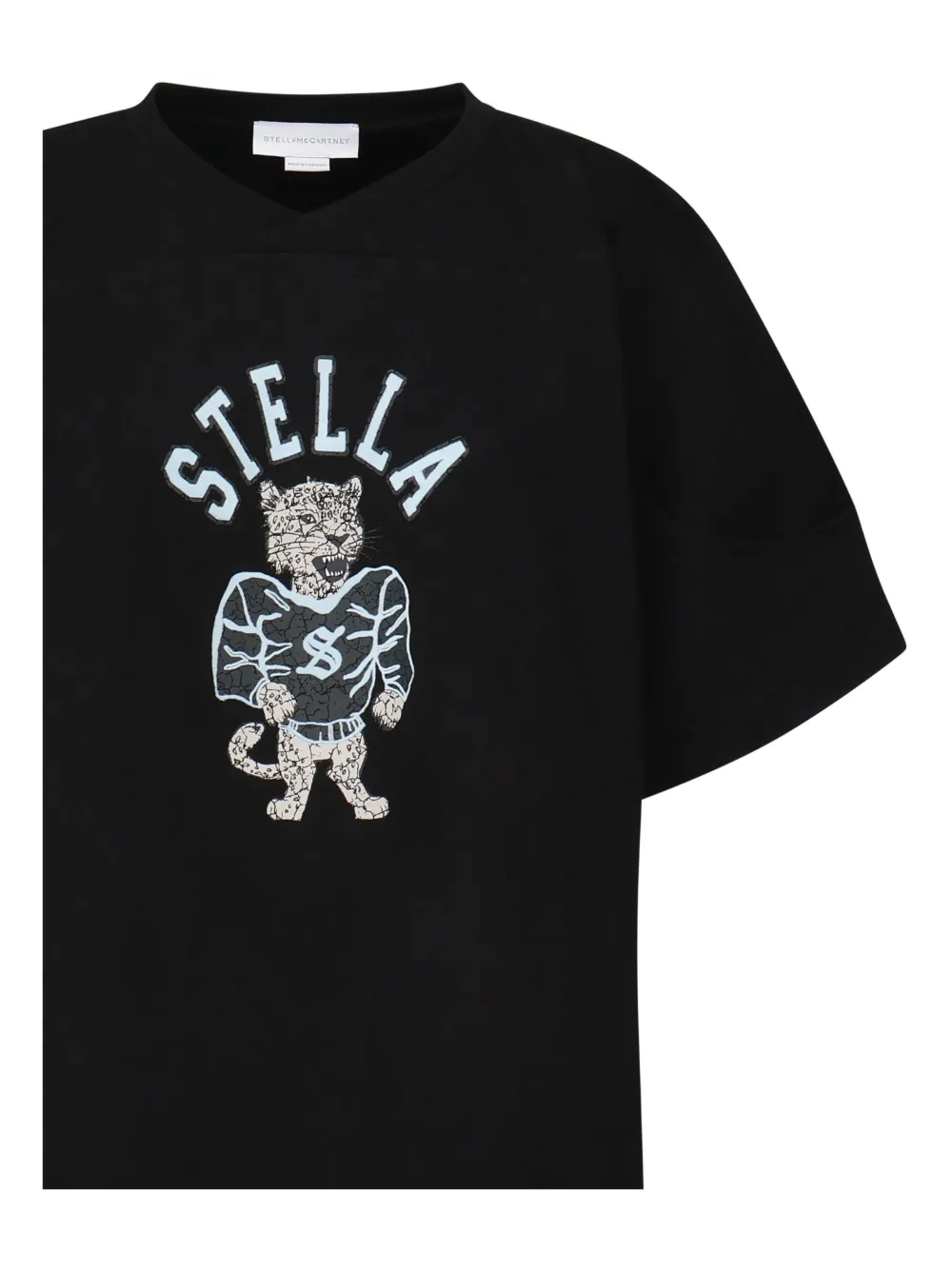 Stella McCartney Katoenen T-shirt met logodetail Zwart