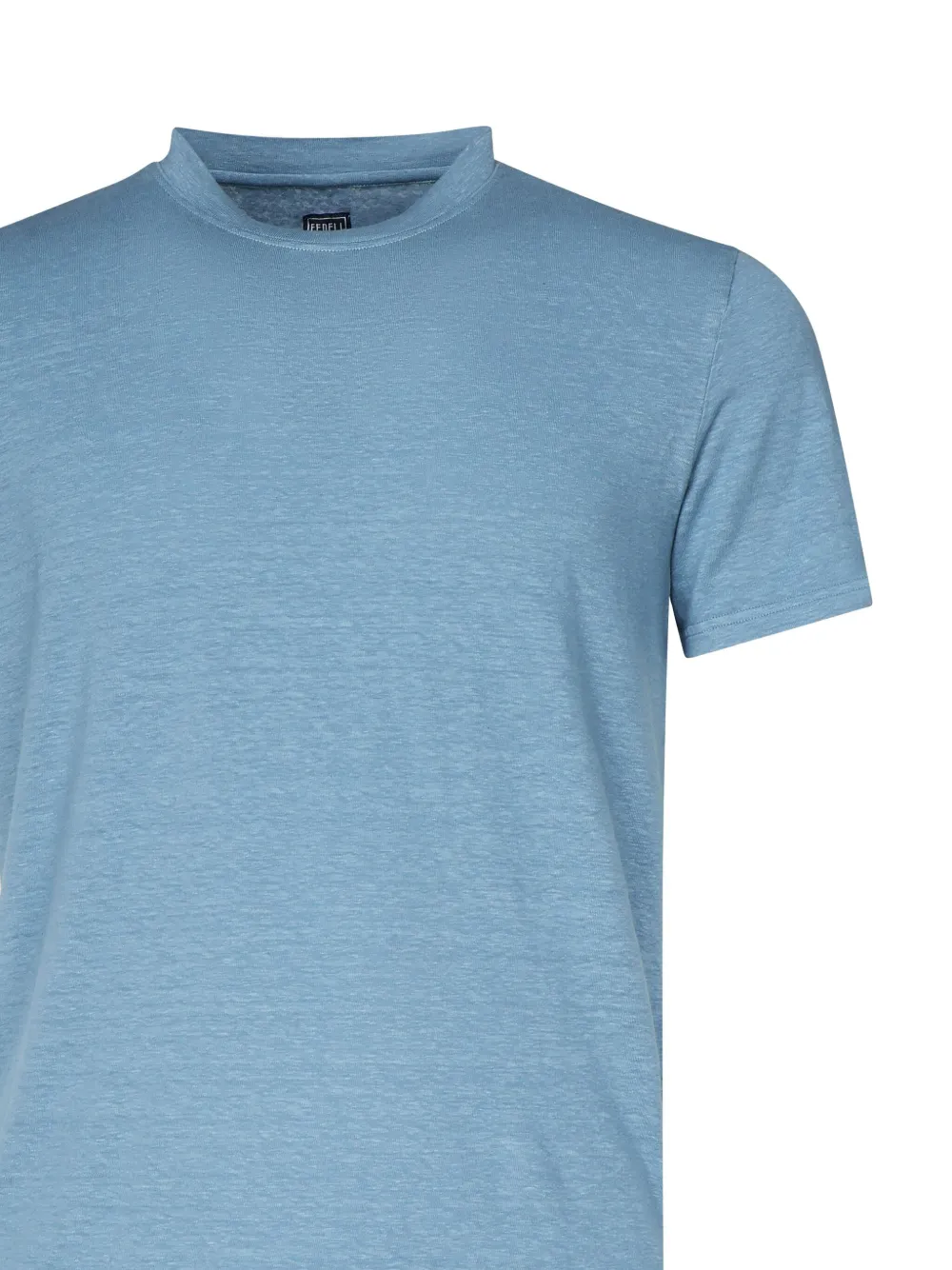 Fedeli Gemêleerd linnen T-shirt met korte mouwen Blauw