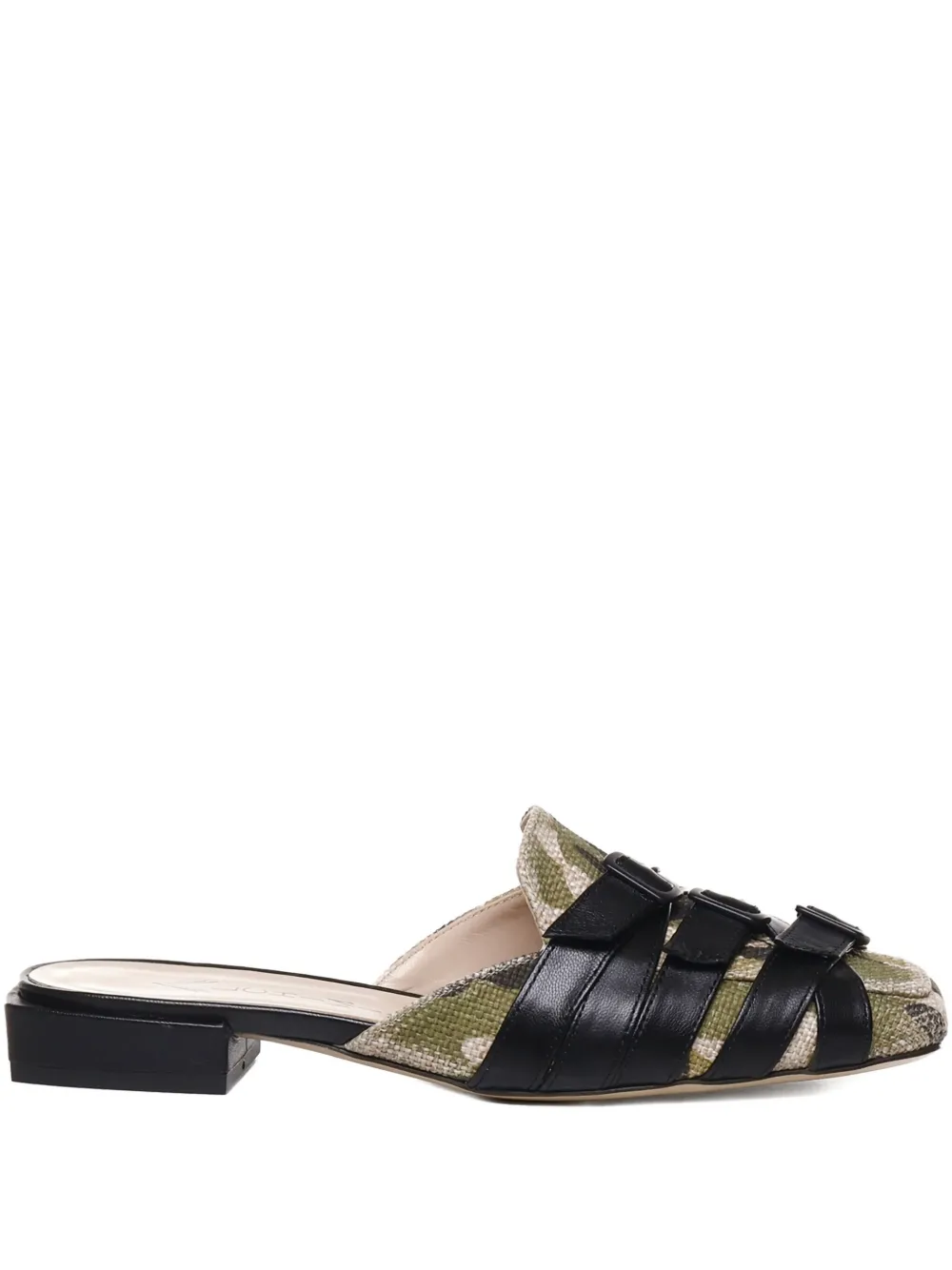 ALCHIMIA camouflage-patterern mules Black