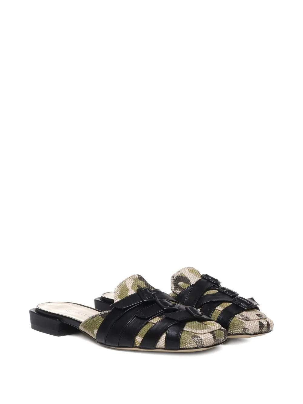 ALCHIMIA camouflage-patterern mules Black