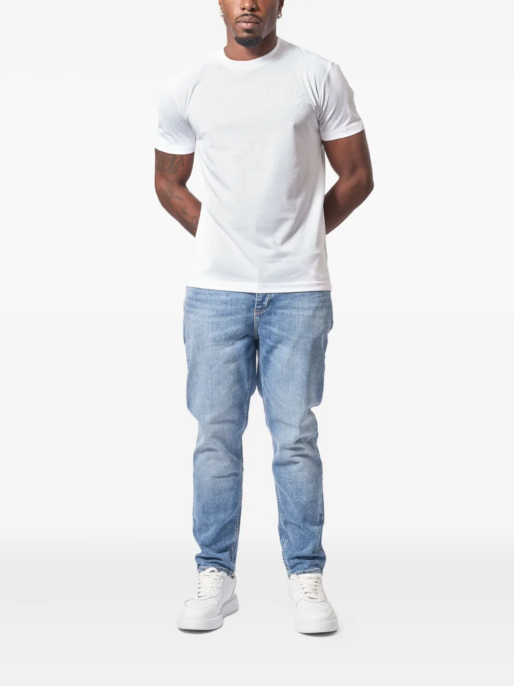 John Richmond T-shirt met logo-reliëf Wit