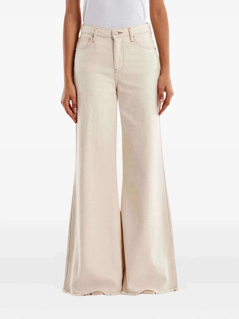Vicolo Cotton Flared Jeans In Neutral