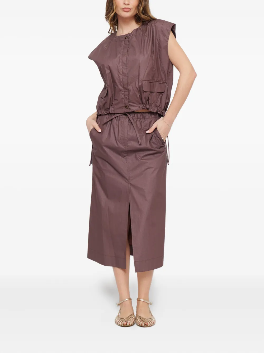 Ottod'Ame drawstring-waist sleeveless top - Bruin
