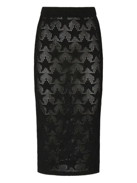 Akep star-motif knit midi fitted skirt
