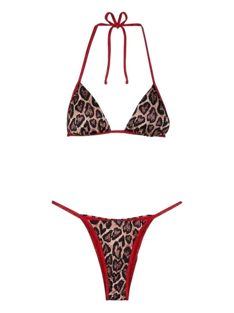 f**k woman leopard-print red-trimmed bikini