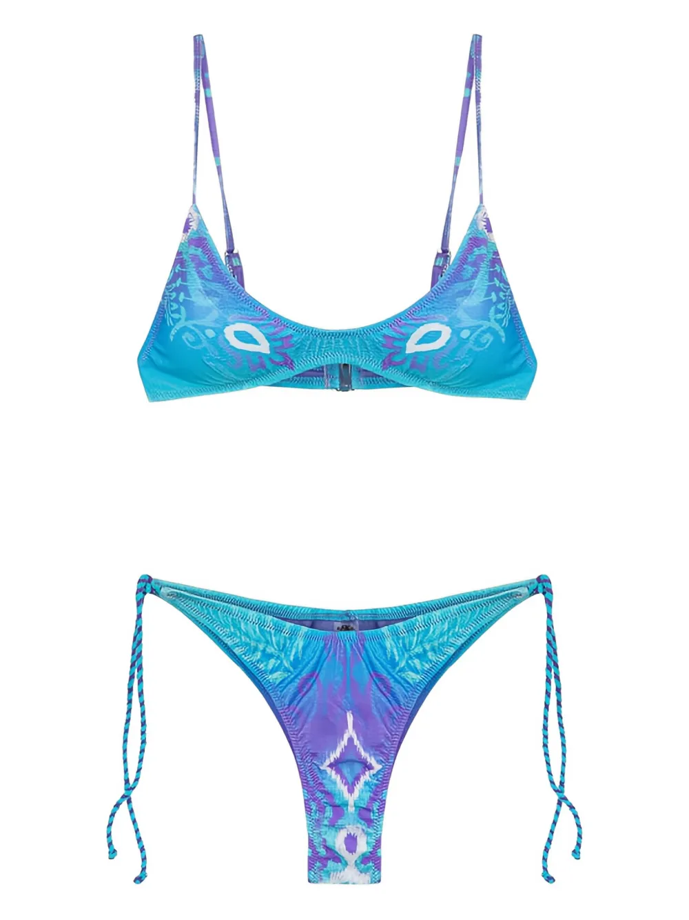 f**k  graphic print tie-side bikini | Blue | Image 1