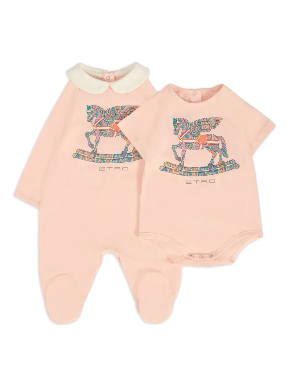 ETRO KIDS Katoenen romperset met Pegaso-print Roze