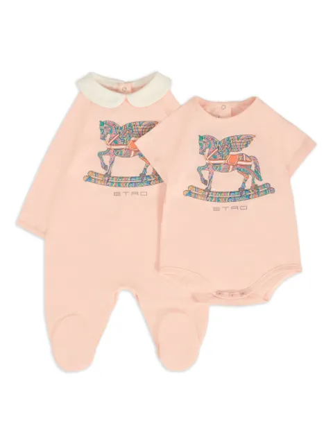 ETRO KIDS set de mameluco de algodón con motivo Pegaso