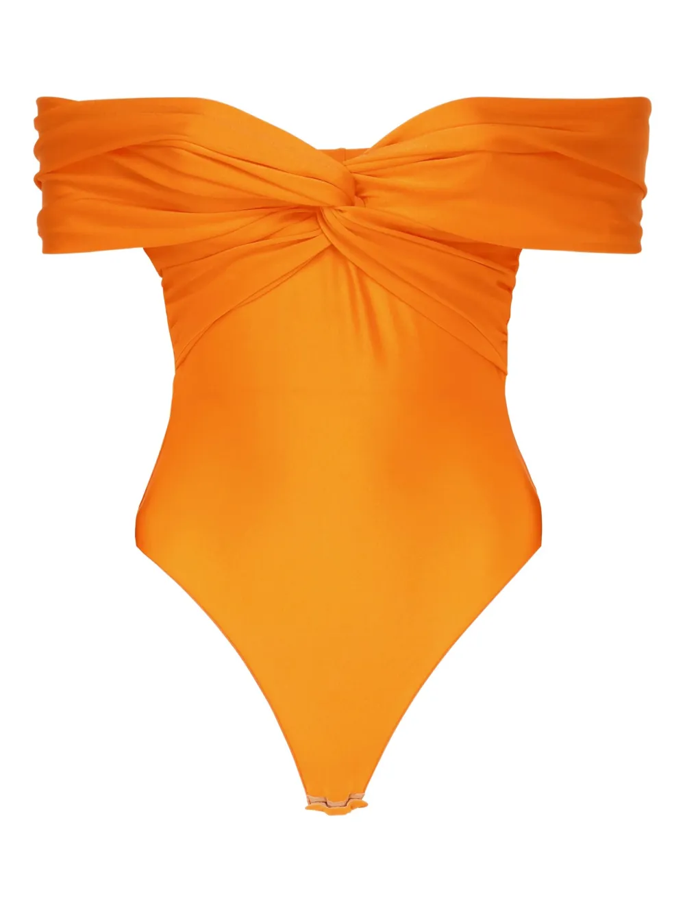 THE ANDAMANE twist-front off-shoulder bodie Oranje