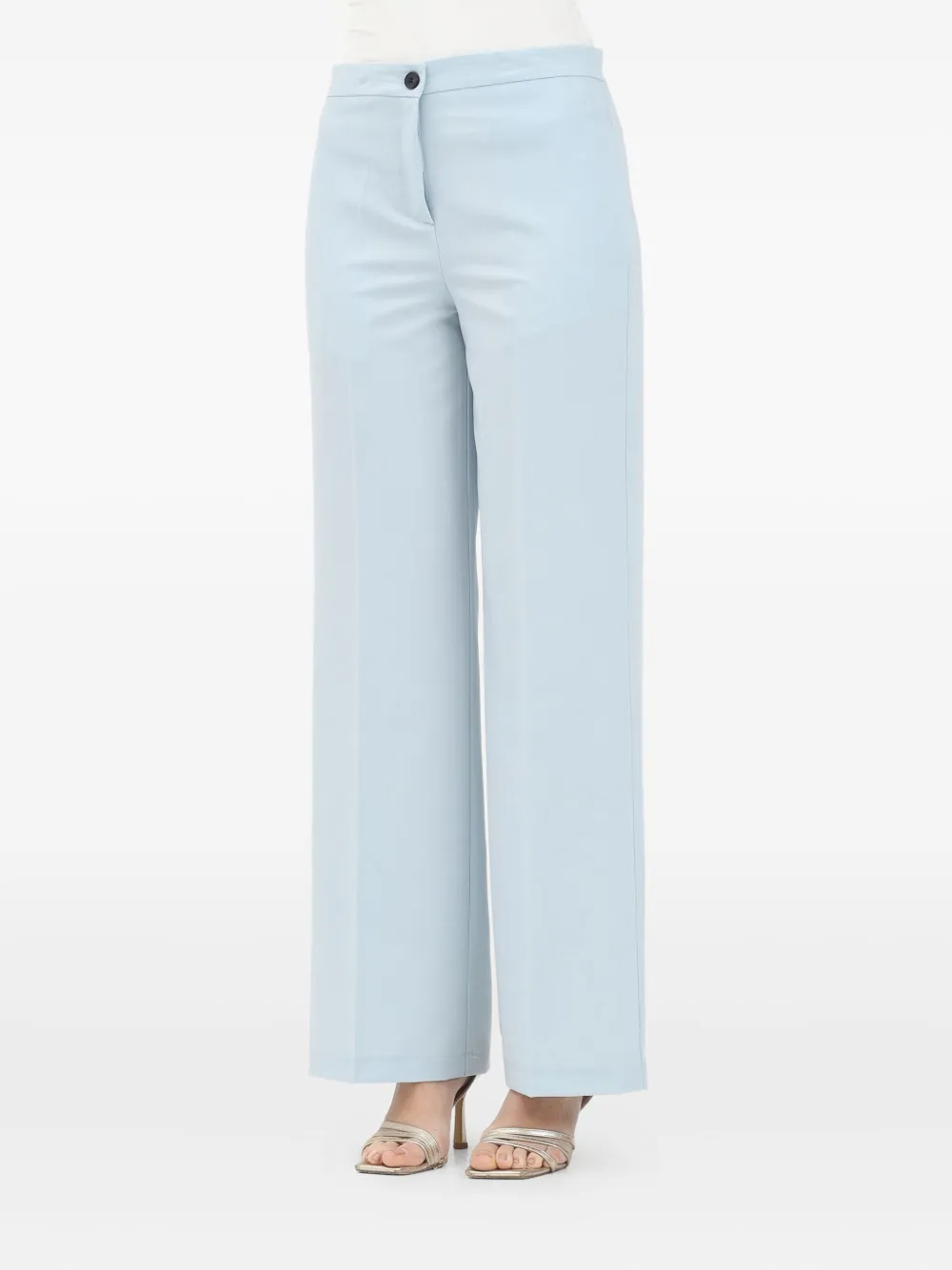buttoned straight trousers