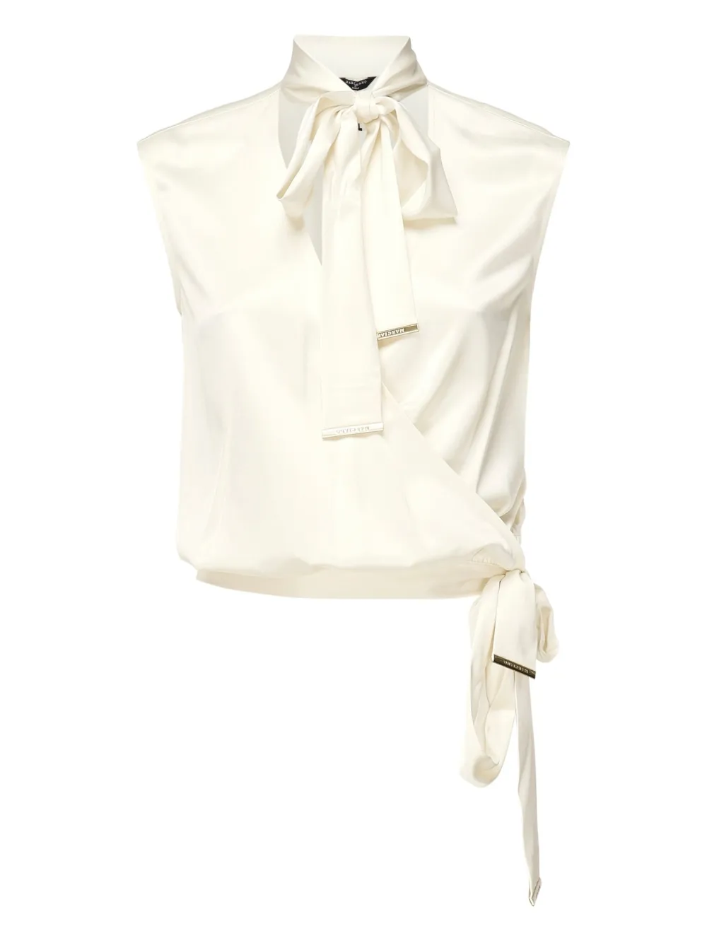 Marciano bow-neck wrap top | Neutrals | Image 1