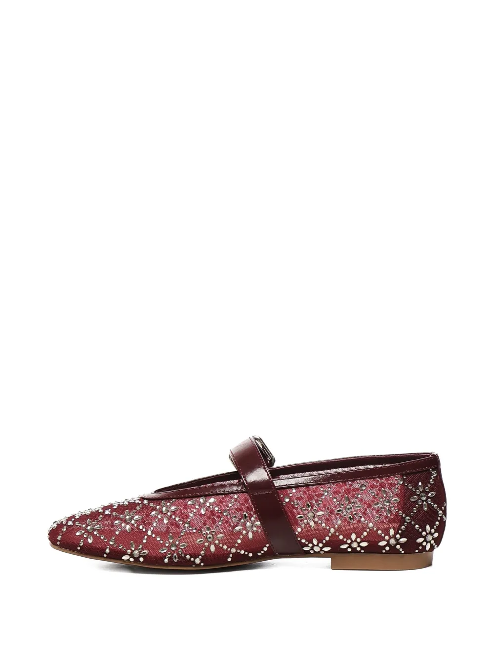 Bibi Lou Helia buckle-strap rhinestone flats Red