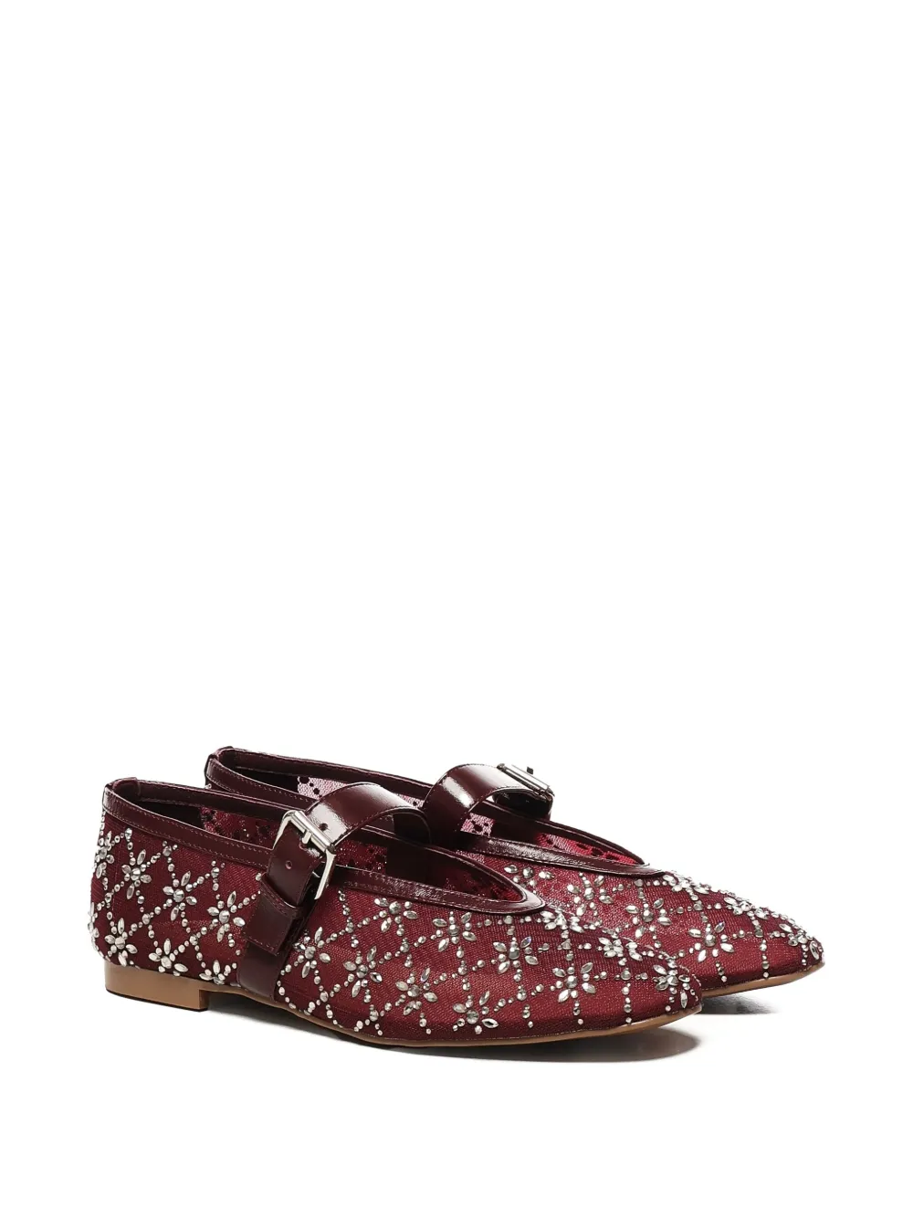 Bibi Lou Helia buckle-strap rhinestone flats Red