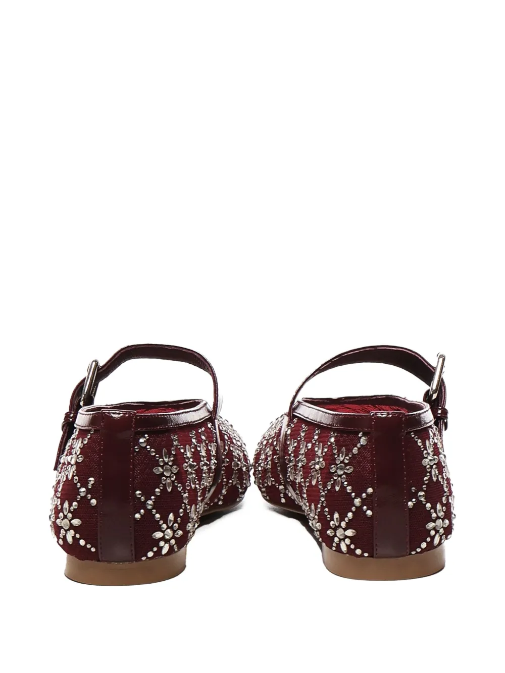 Bibi Lou Helia buckle-strap rhinestone flats Red