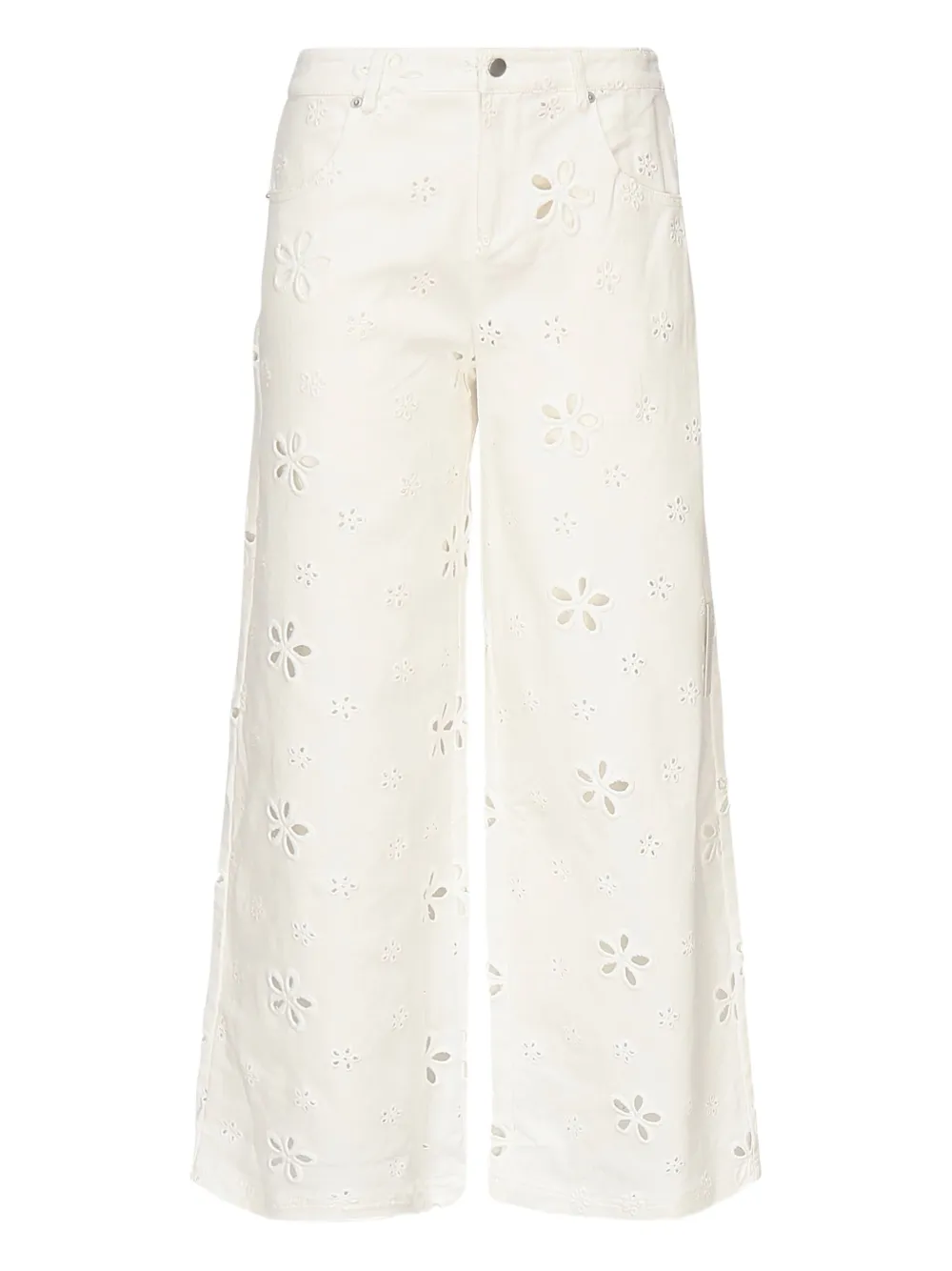eyelet-embroidered jeans