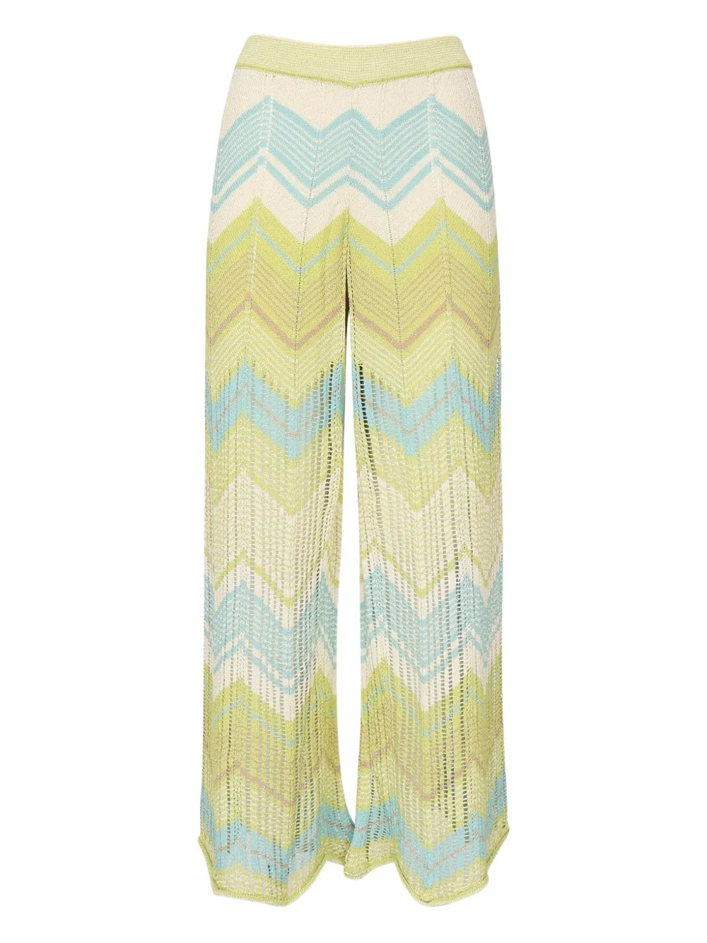 Akep chevron-pattern wide-leg trousers Groen