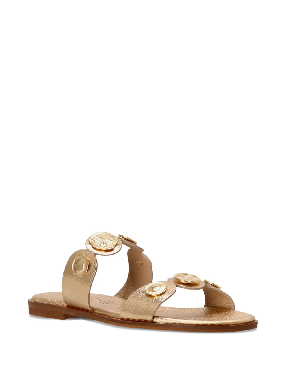 Kotris Sandals leather double-strap sandals Gold