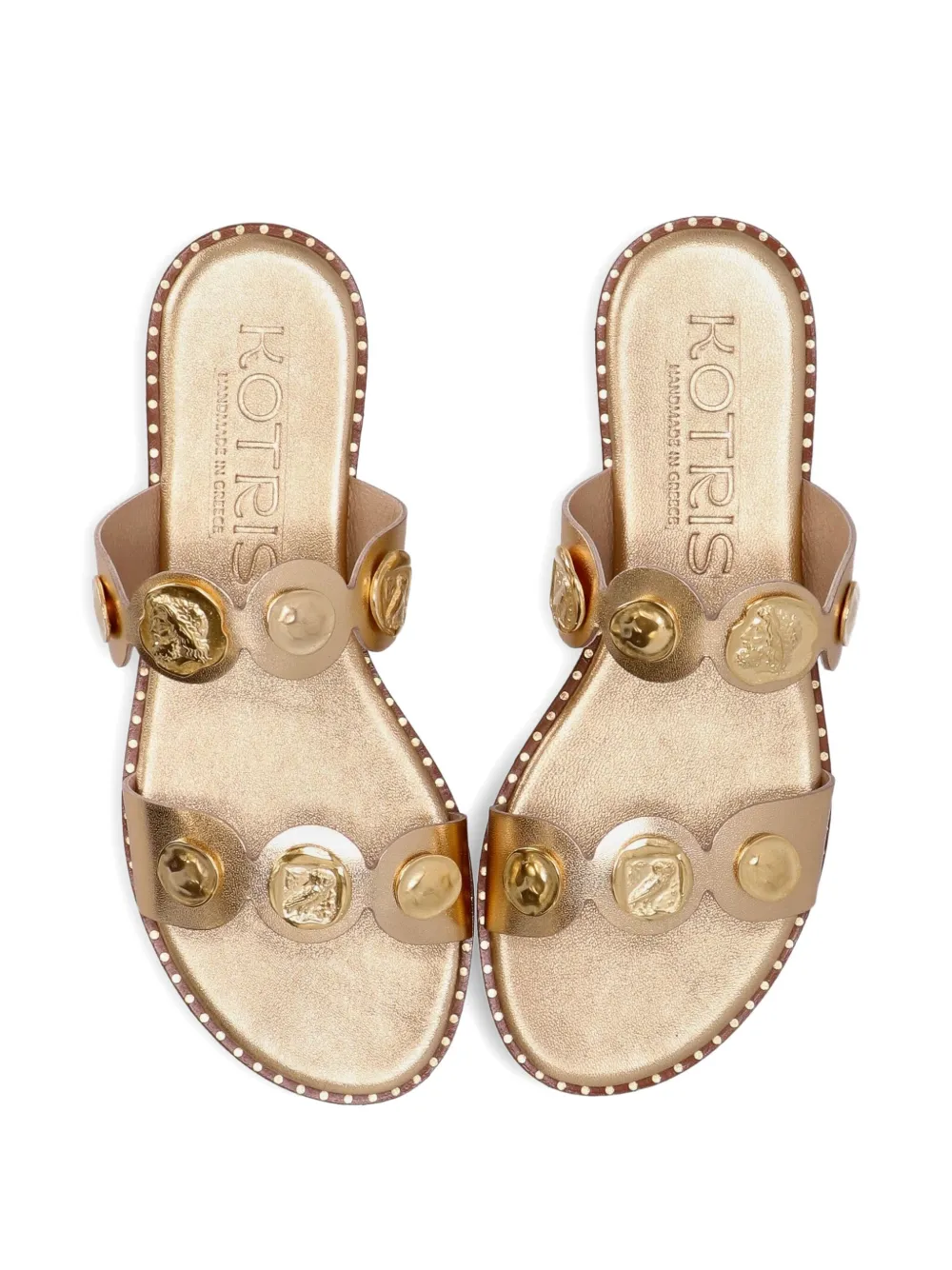 Kotris Sandals leather double-strap sandals Gold