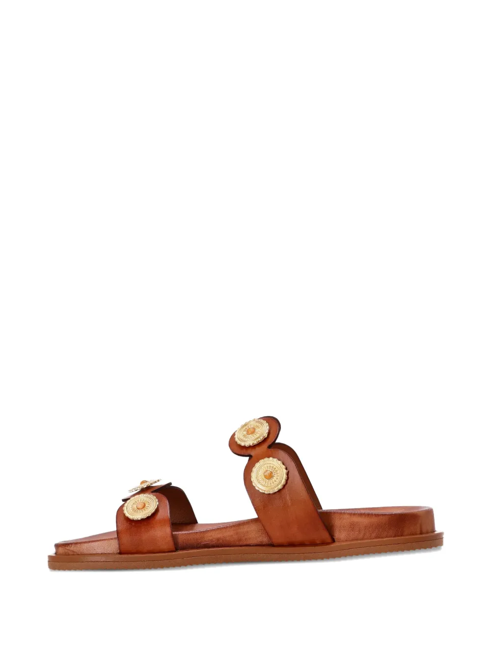 Kotris Sandals leather double-strap embellished sandals Brown