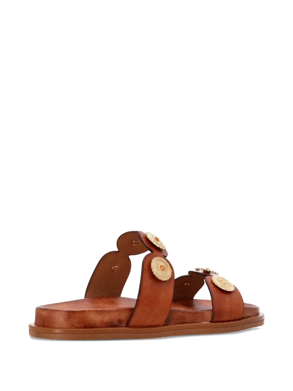 Kotris Sandals leather double-strap embellished sandals Brown