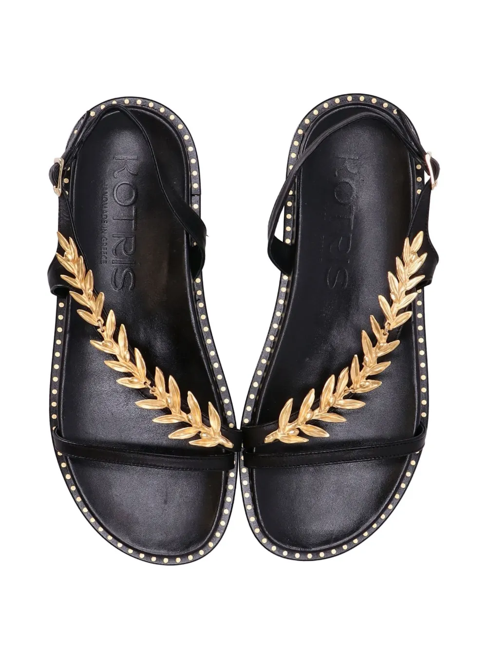 Kotris Sandals leaf-embellished buckle sandals Black