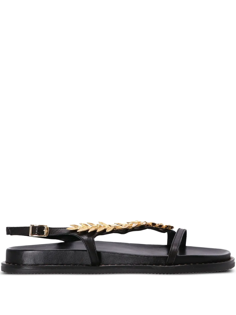 Kotris Sandals leaf-embellished buckle sandals Black
