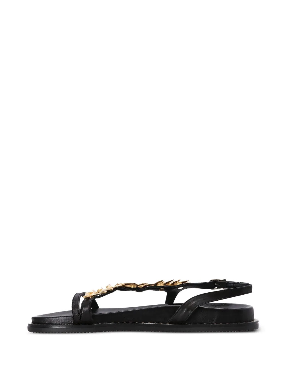 Kotris Sandals leaf-embellished buckle sandals Black