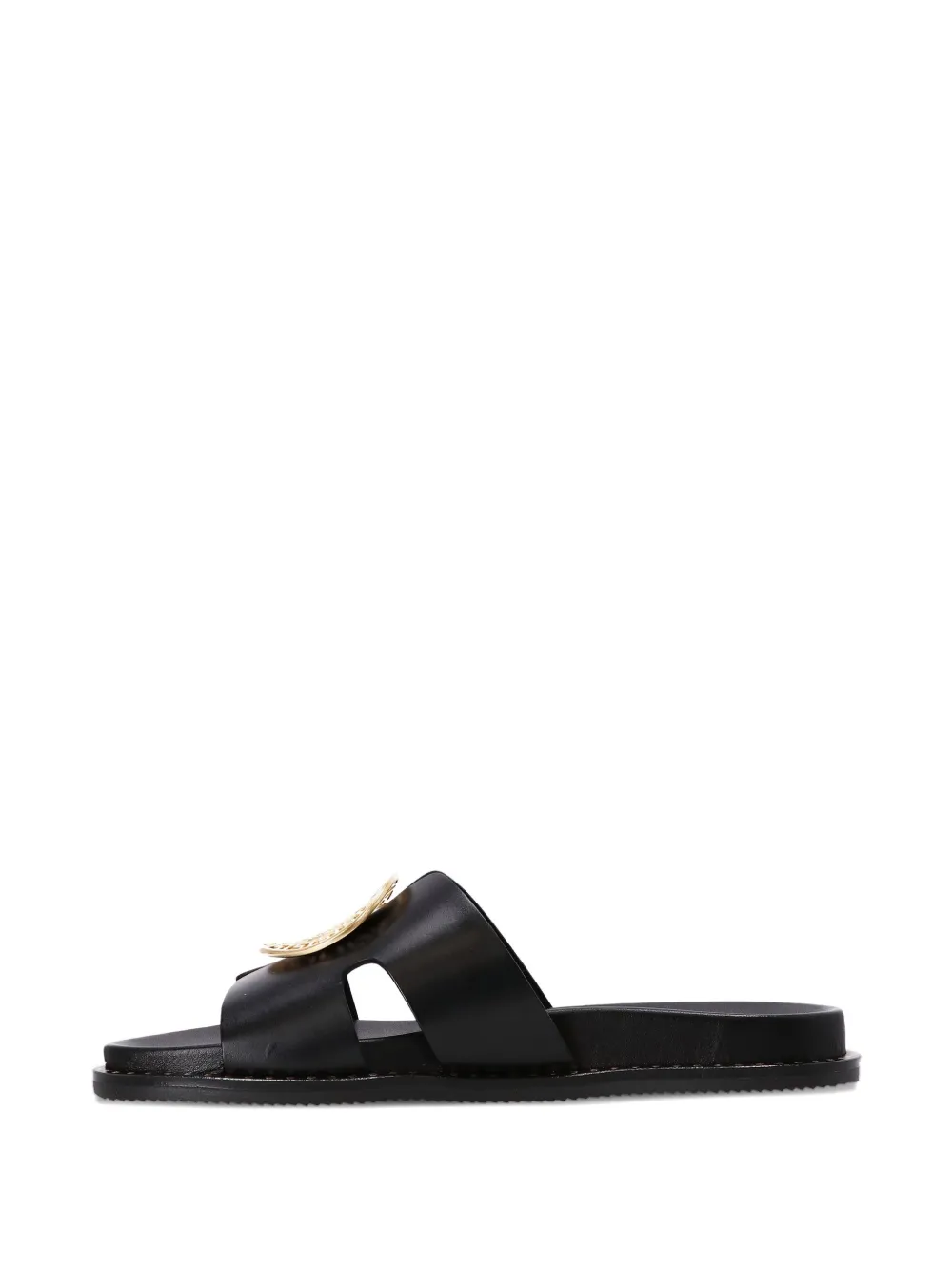 Kotris Sandals Leather Medallion Sandals In Black