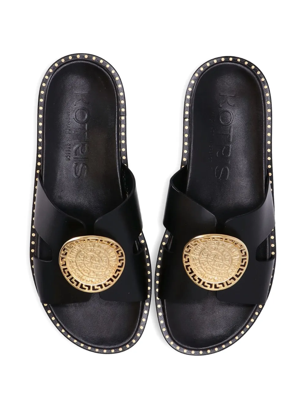 Kotris Sandals Leather Medallion Sandals In Black
