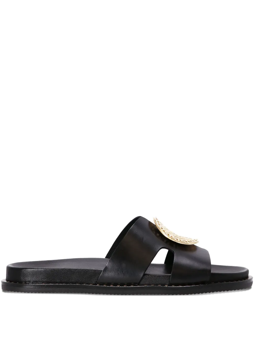 Kotris Sandals Leather Medallion Sandals In Black