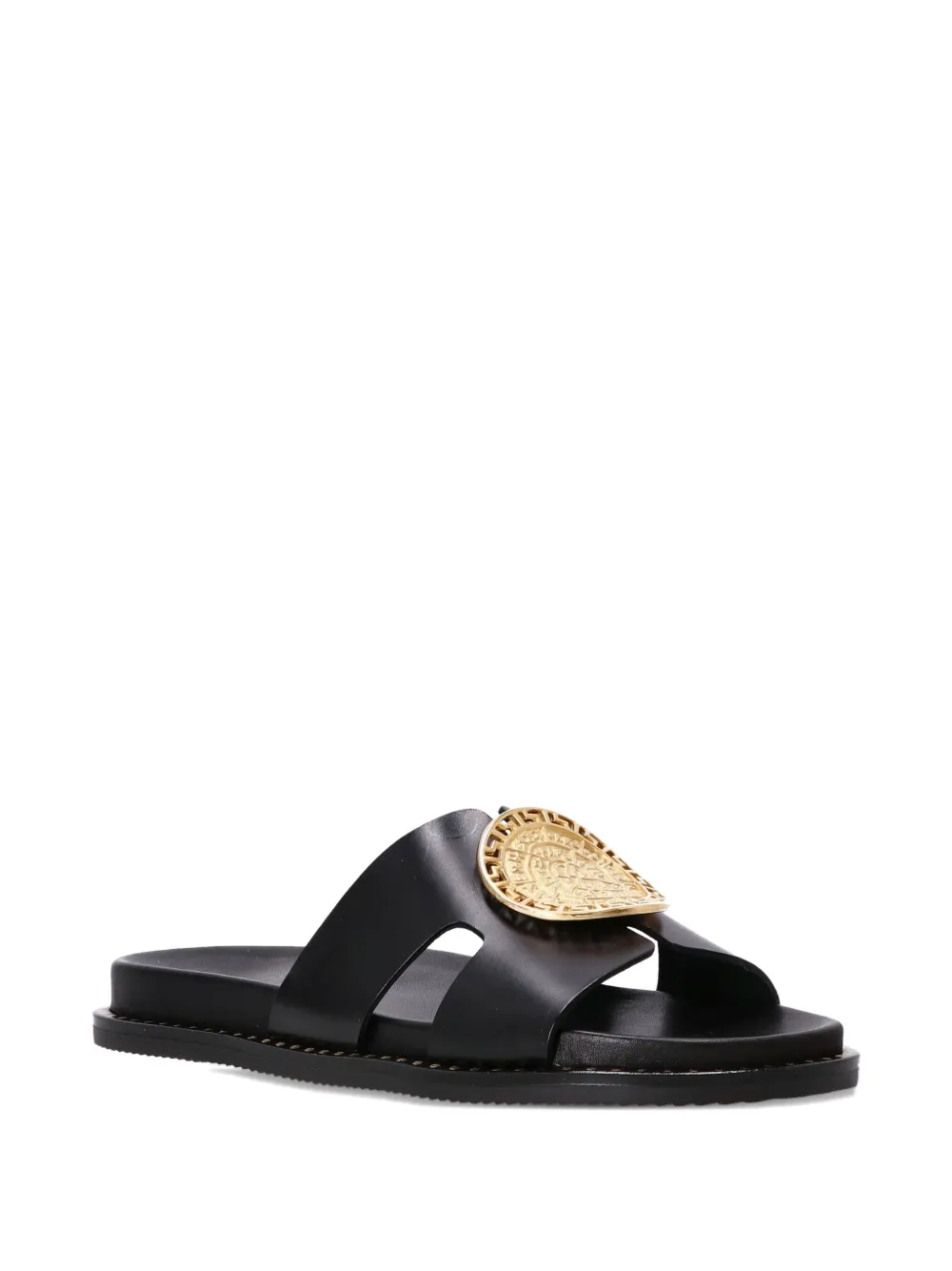 Kotris Sandals Leather Medallion Sandals In Black