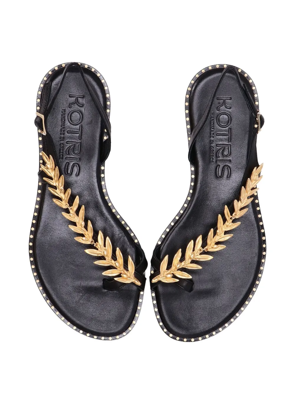 Kotris Sandals leaf-embellished slingback sandals Black