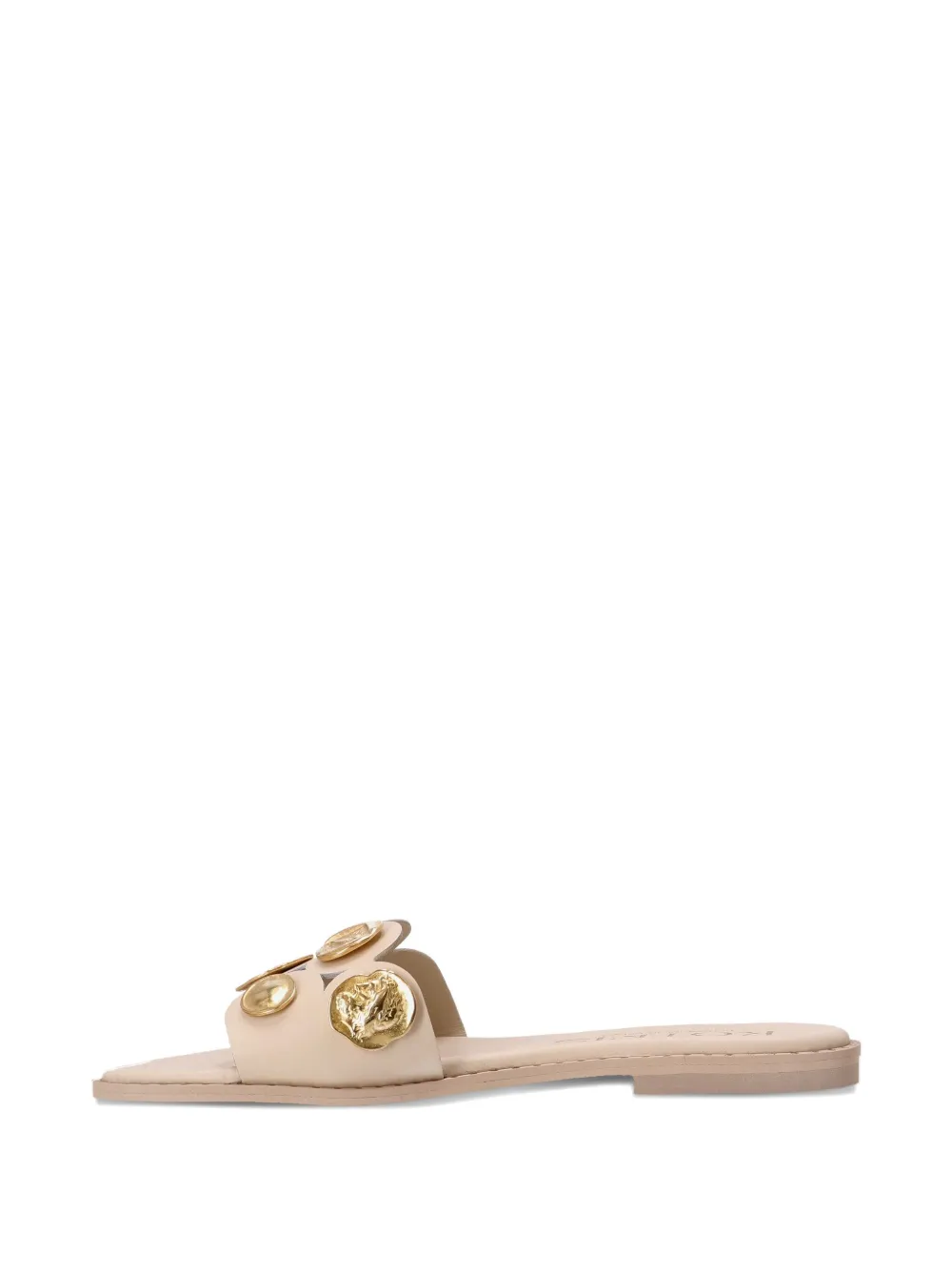 Kotris Sandals Leather Coin-embellished Sandals In Neutral