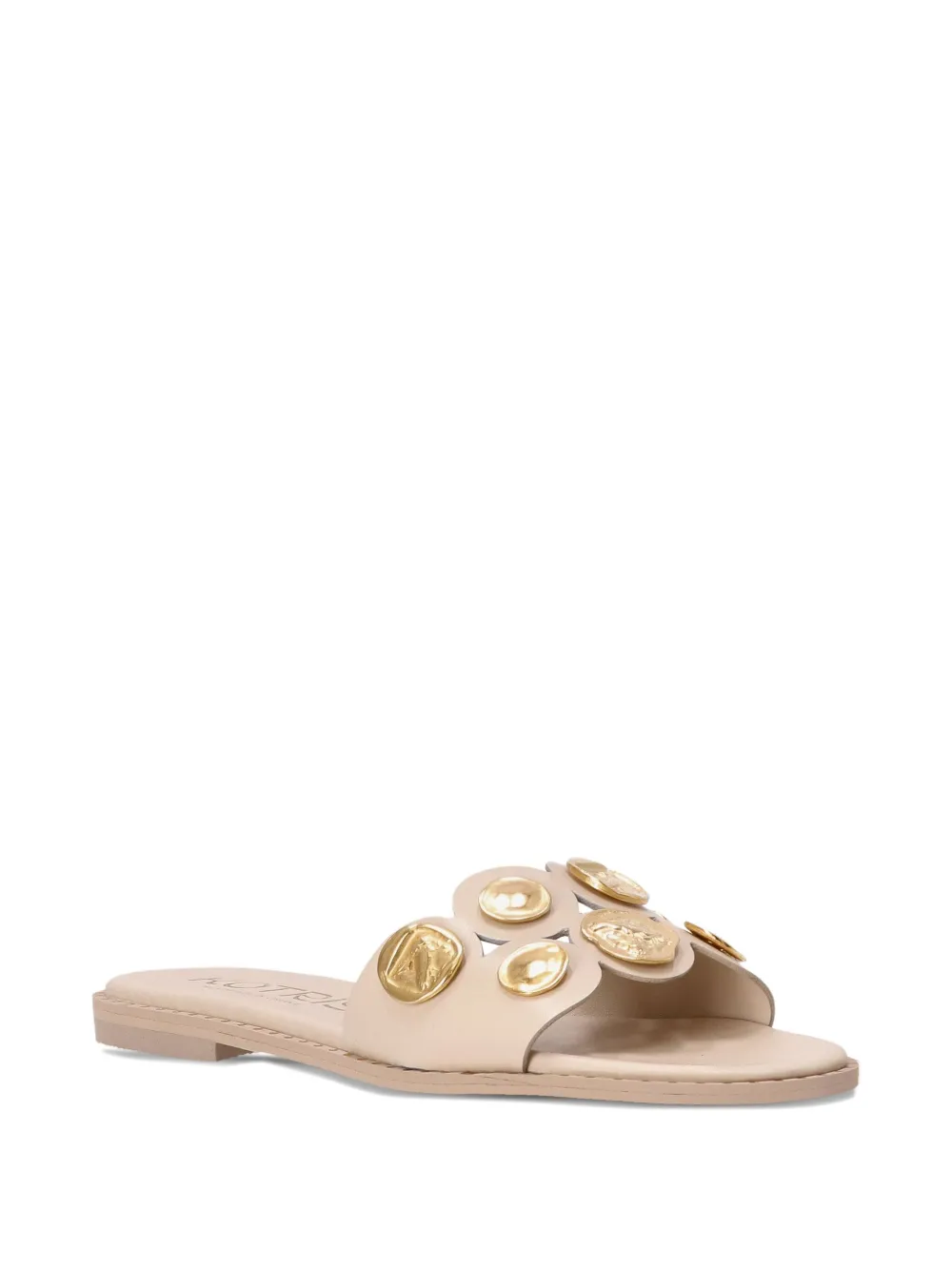 Kotris Sandals Leather Coin-embellished Sandals In Neutral