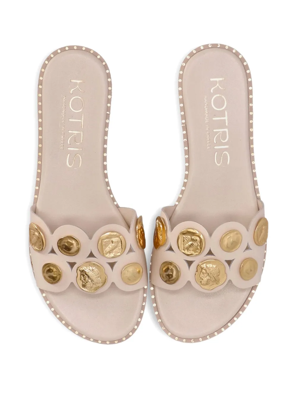Kotris Sandals Leather Coin-embellished Sandals In Neutral