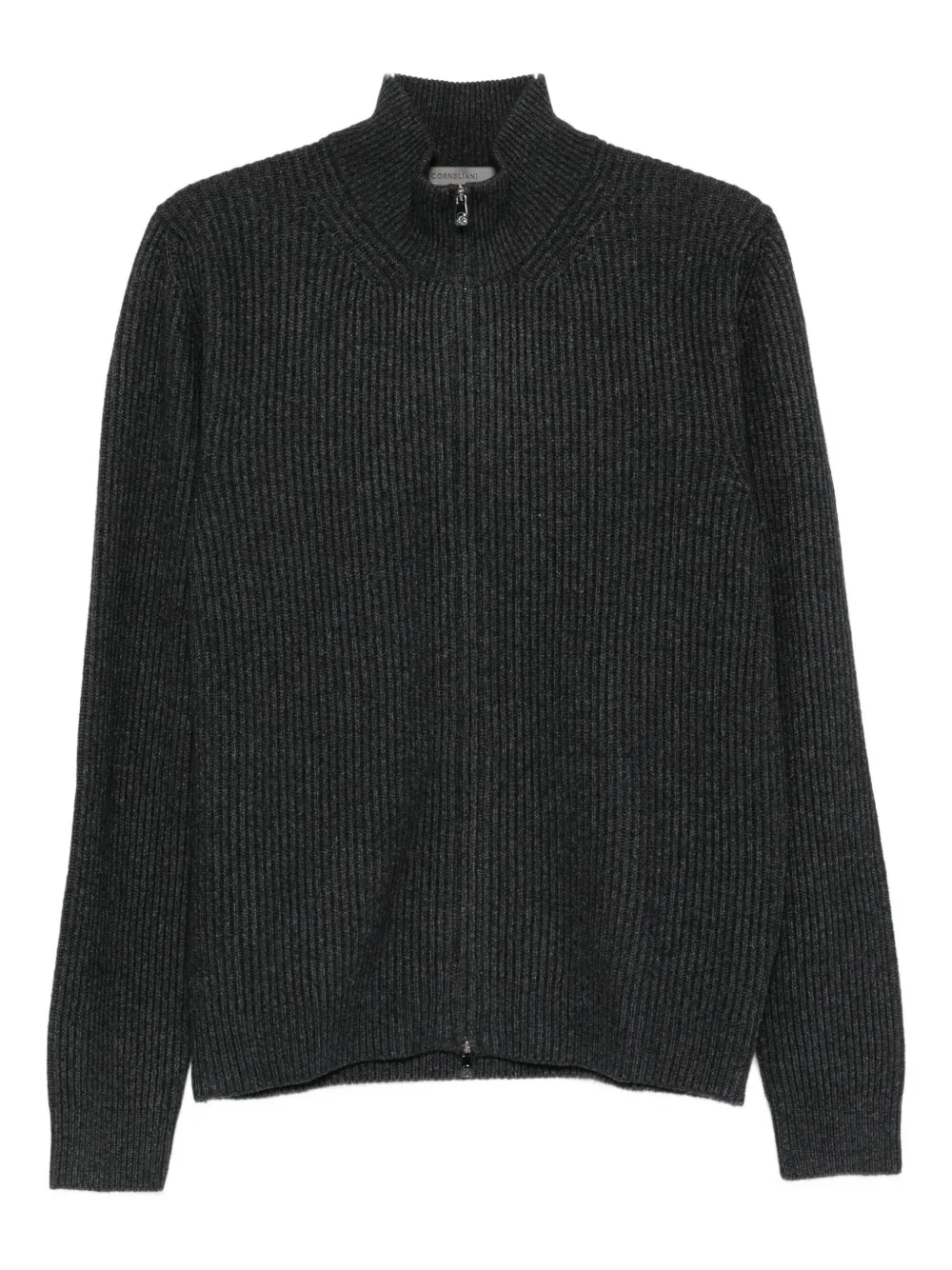 Corneliani ribbed zip-up cardigan - グレー Corneliani ribbed zip-up cardigan - グレー
