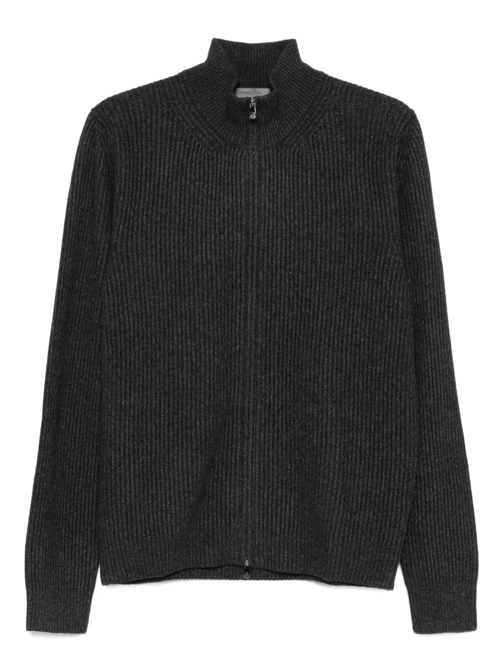 Corneliani Geribbeld vest met rits Grijs