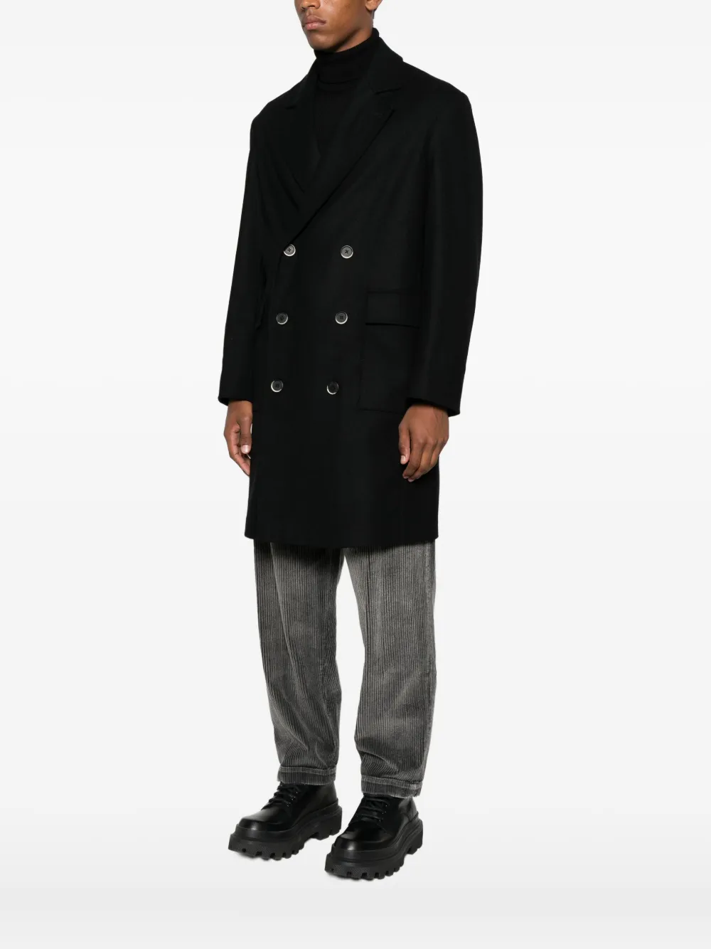 Barena double-breasted patch-pocket coat Zwart
