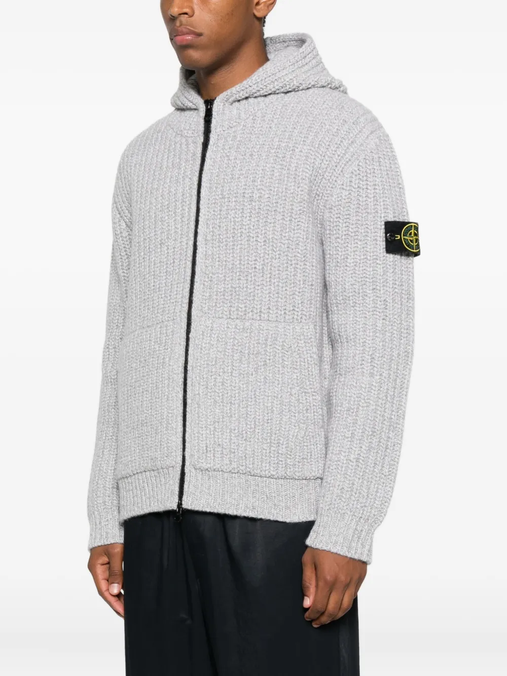 Stone Island fisherman's-knit cardigan Grijs