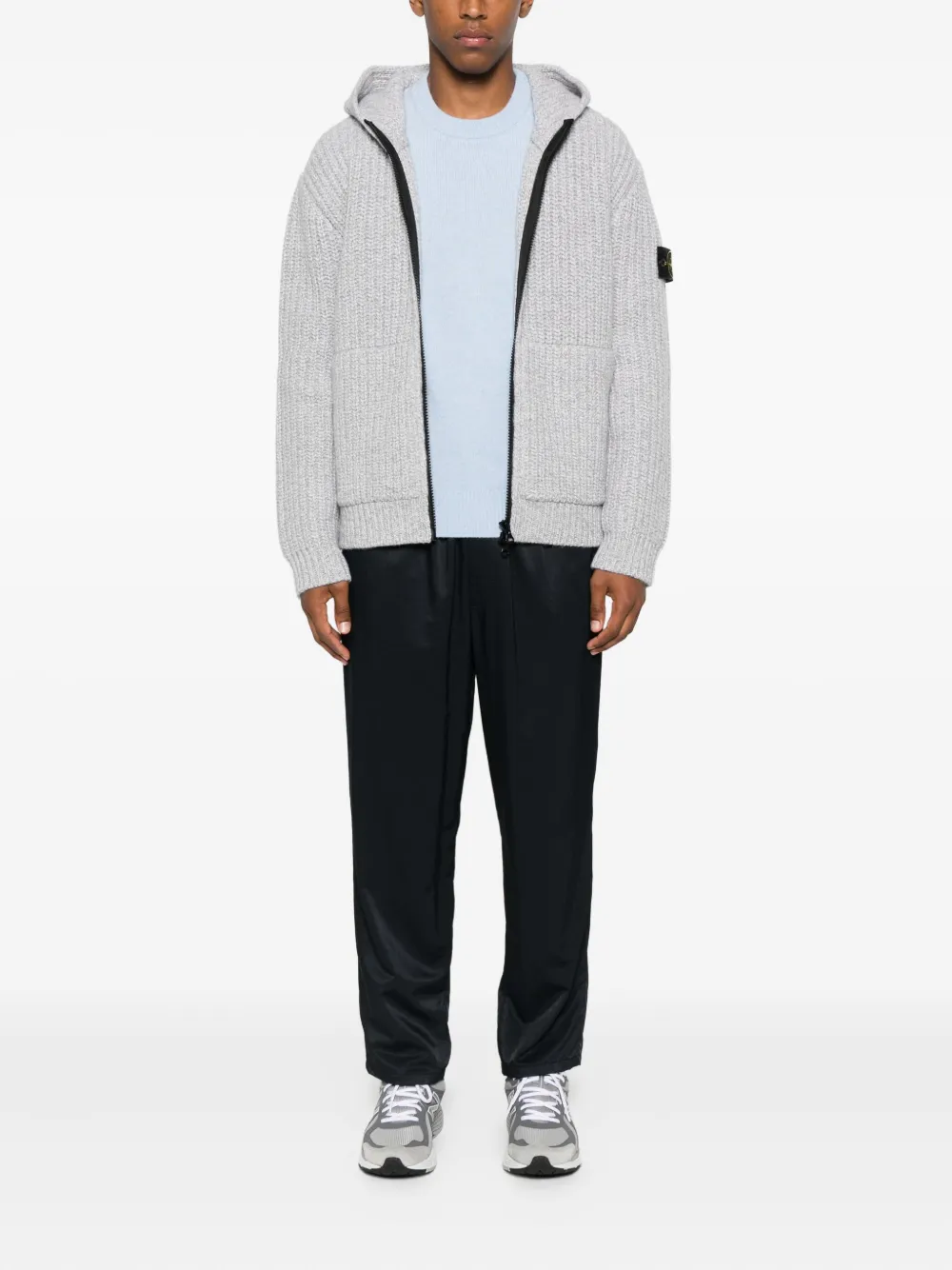 Stone Island fisherman's-knit cardigan Grijs