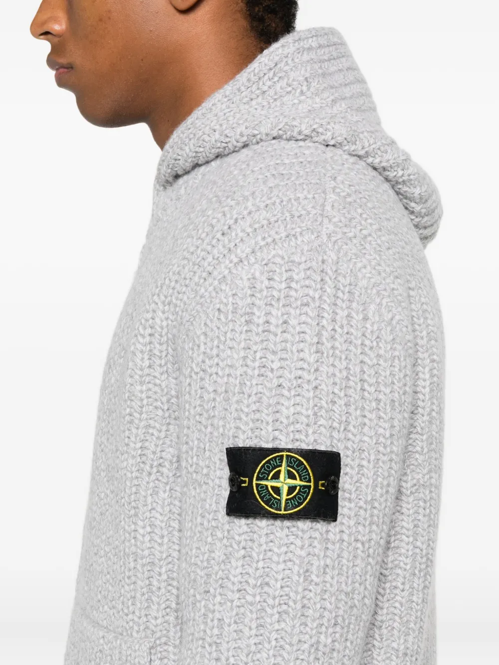 Stone Island fisherman's-knit cardigan Grijs