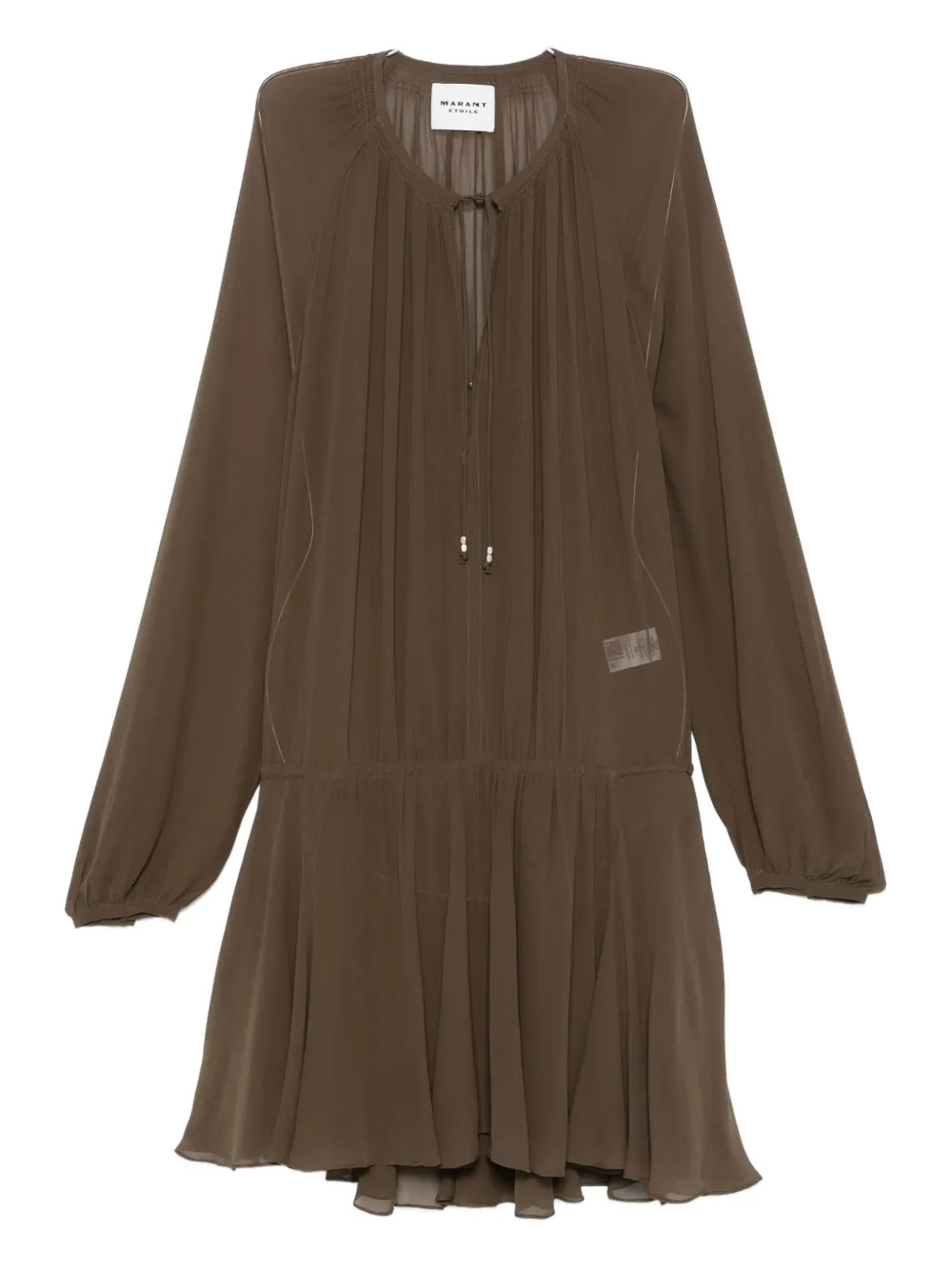 MARANT ÉTOILE pleated drawstring dress - グリーン MARANT ÉTOILE pleated drawstring dress - グリーン