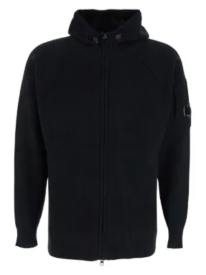 Stone Island logo-patch zip-up Hoodie | Black | FARFETCH