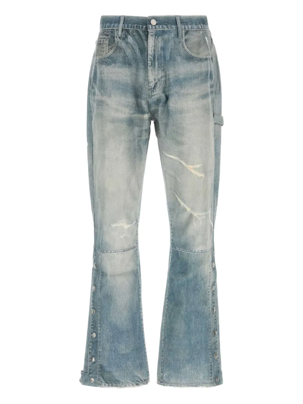 Purple Brand button-fastening distressed jeans - Blu