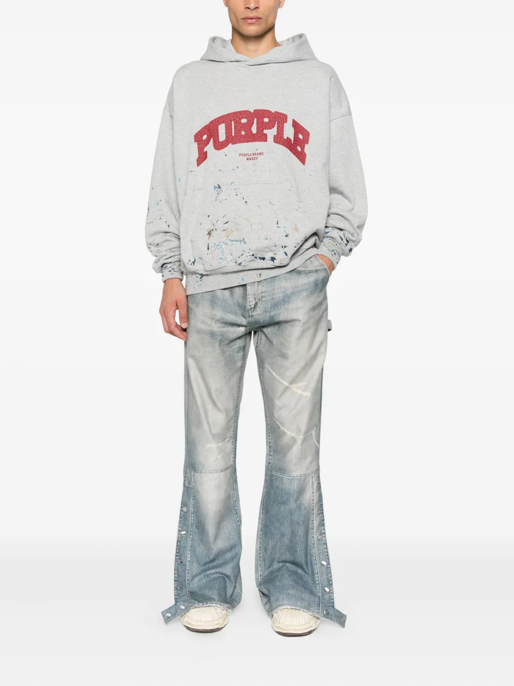 Purple Brand Gerafelde jeans met knoopsluiting Blauw