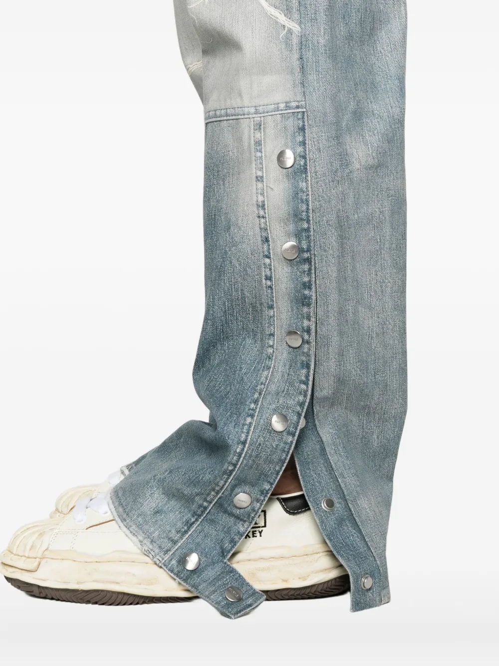 Purple Brand Gerafelde jeans met knoopsluiting Blauw
