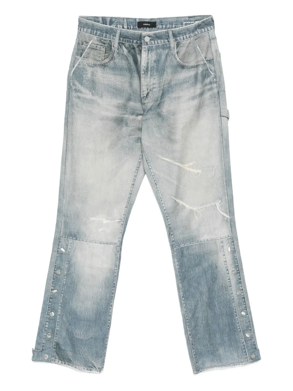 Purple Brand Gerafelde jeans met knoopsluiting Blauw